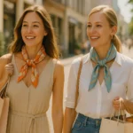 kvinnor shopping scarf